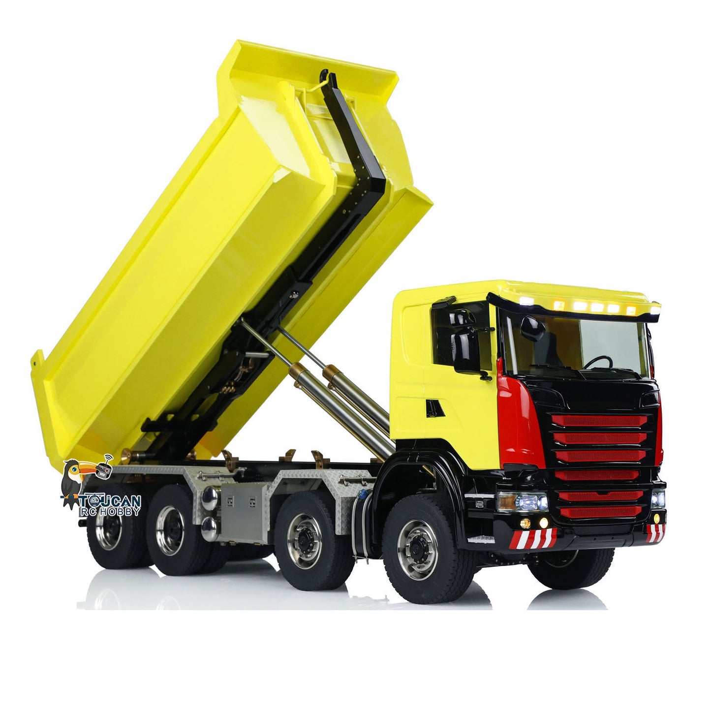 Camion à benne basculante hydraulique RC en métal 1/14 8x8 essieux à blocage différentiel 3 vitesses