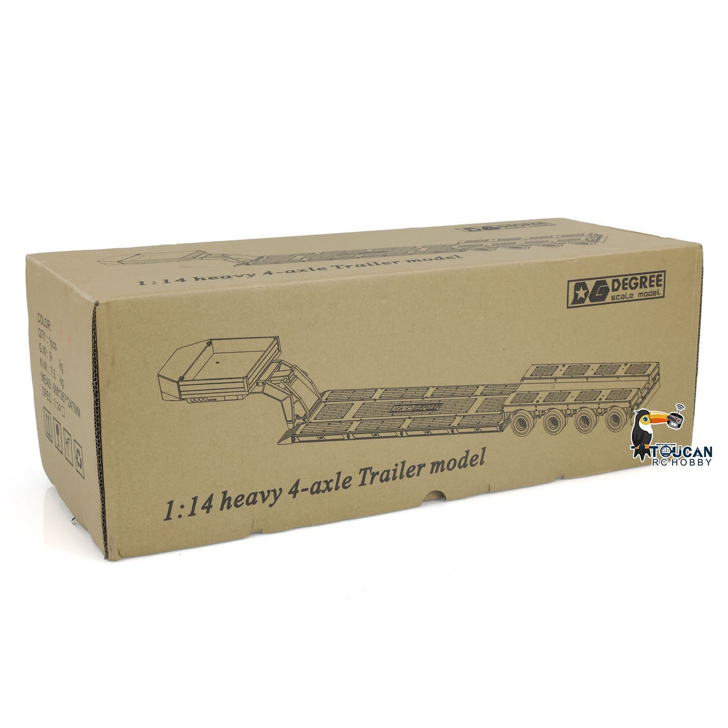 New Version 1/14 4 Axles RC Heavy Trailer Degree 999 CNC Goose-neck Trailer