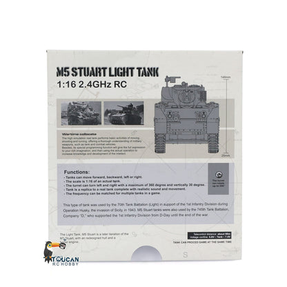 1/16 RTR RC Tank US M5A1 Stuart VI Remote Control Light Tank Two Battery Radio
