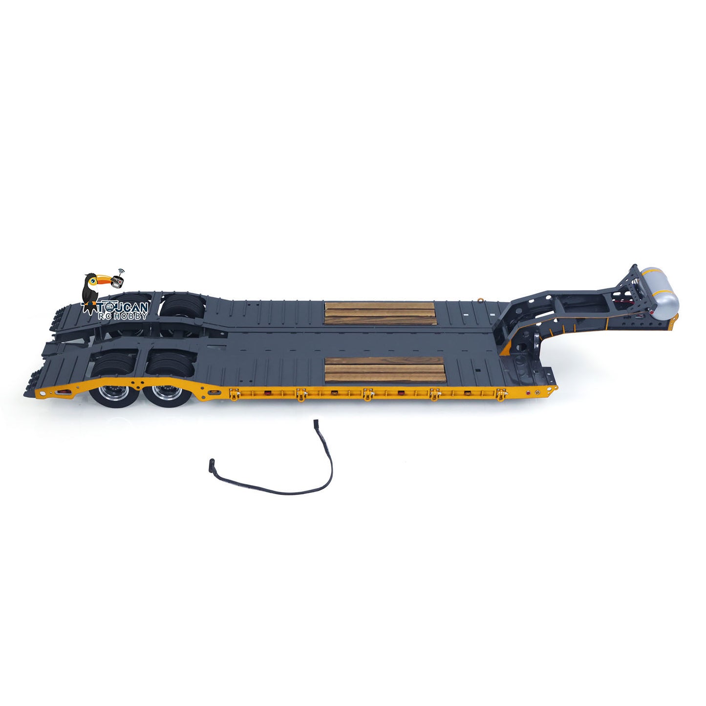 1/14 Metal Lowboy Trailer Gooseneck 2 Axles 10.6Inches Width 41.3Inches Long for TAMIYA RC Tractor Truck Radio Control Digger Loader No Charger
