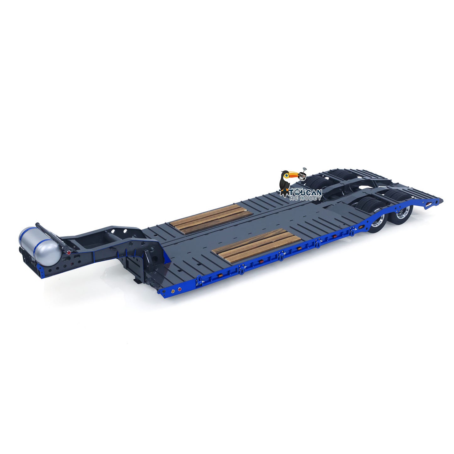 1/14 Metal Lowboy Trailer Gooseneck 2 Axles 10.6Inches Width 41.3Inches Long for TAMIYA RC Tractor Truck Radio Control Digger Loader No Charger