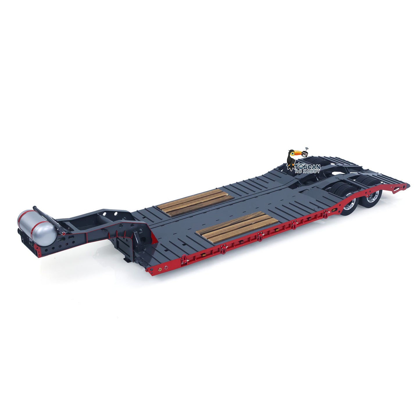 1/14 Metal Lowboy Trailer Gooseneck 2 Axles 10.6Inches Width 41.3Inches Long for TAMIYA RC Tractor Truck Radio Control Digger Loader No Charger