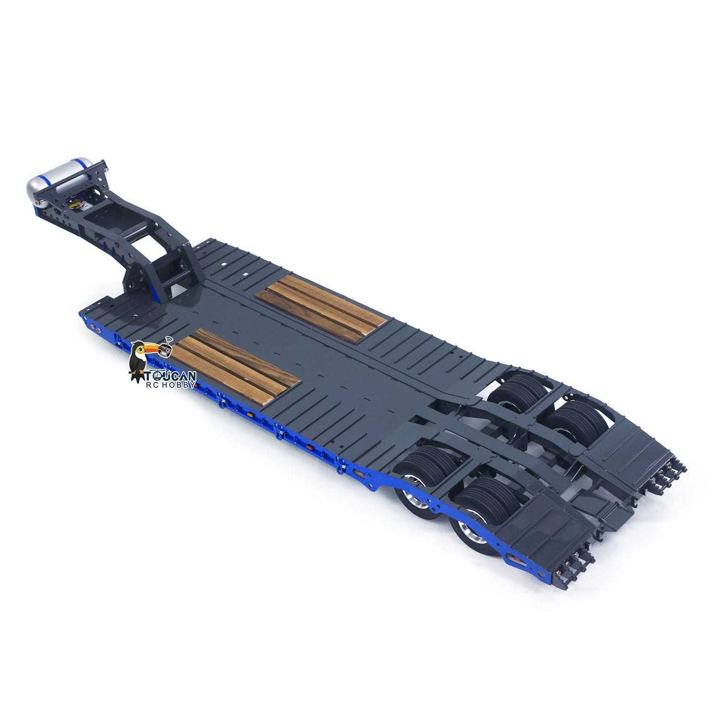 1/14 Metal Lowboy Trailer Gooseneck 2 Axles 10.6Inches Width 41.3Inches Long for TAMIYA RC Tractor Truck Radio Control Digger Loader No Charger