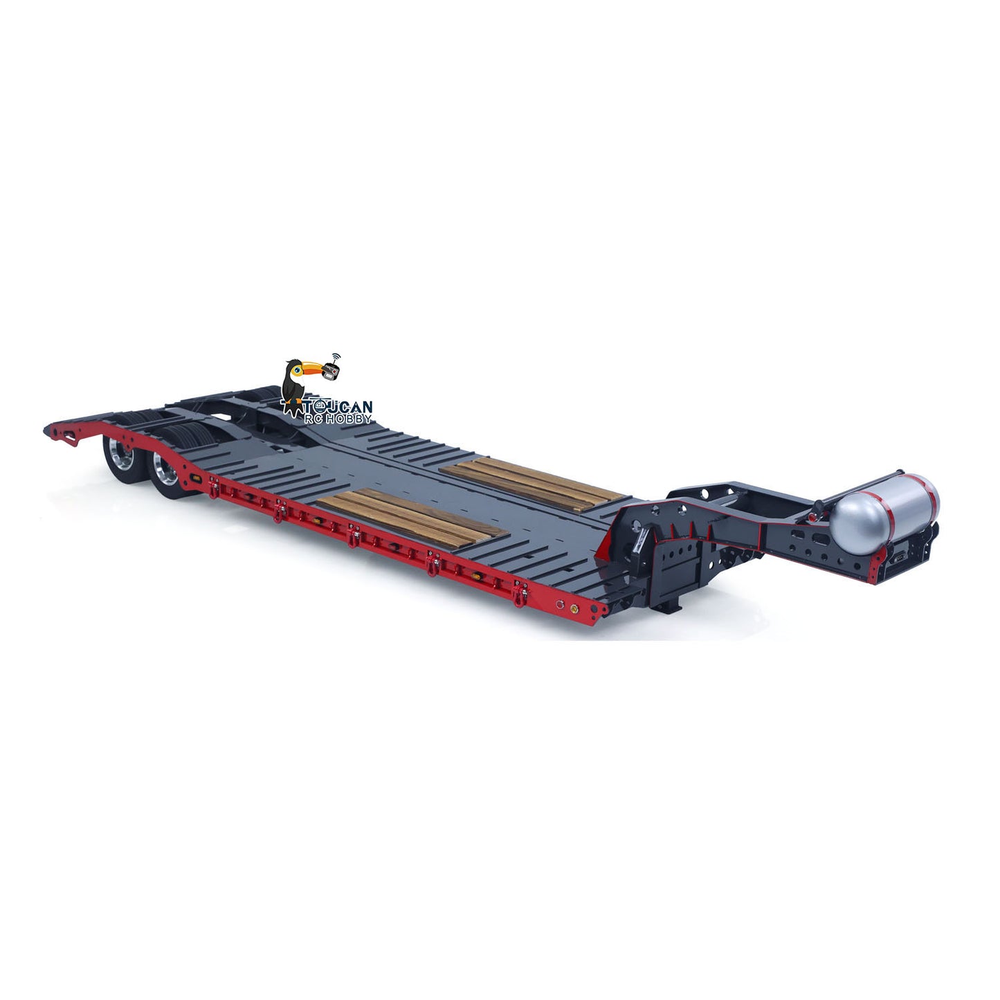1/14 Metal Lowboy Trailer Gooseneck 2 Axles 10.6Inches Width 41.3Inches Long for TAMIYA RC Tractor Truck Radio Control Digger Loader No Charger