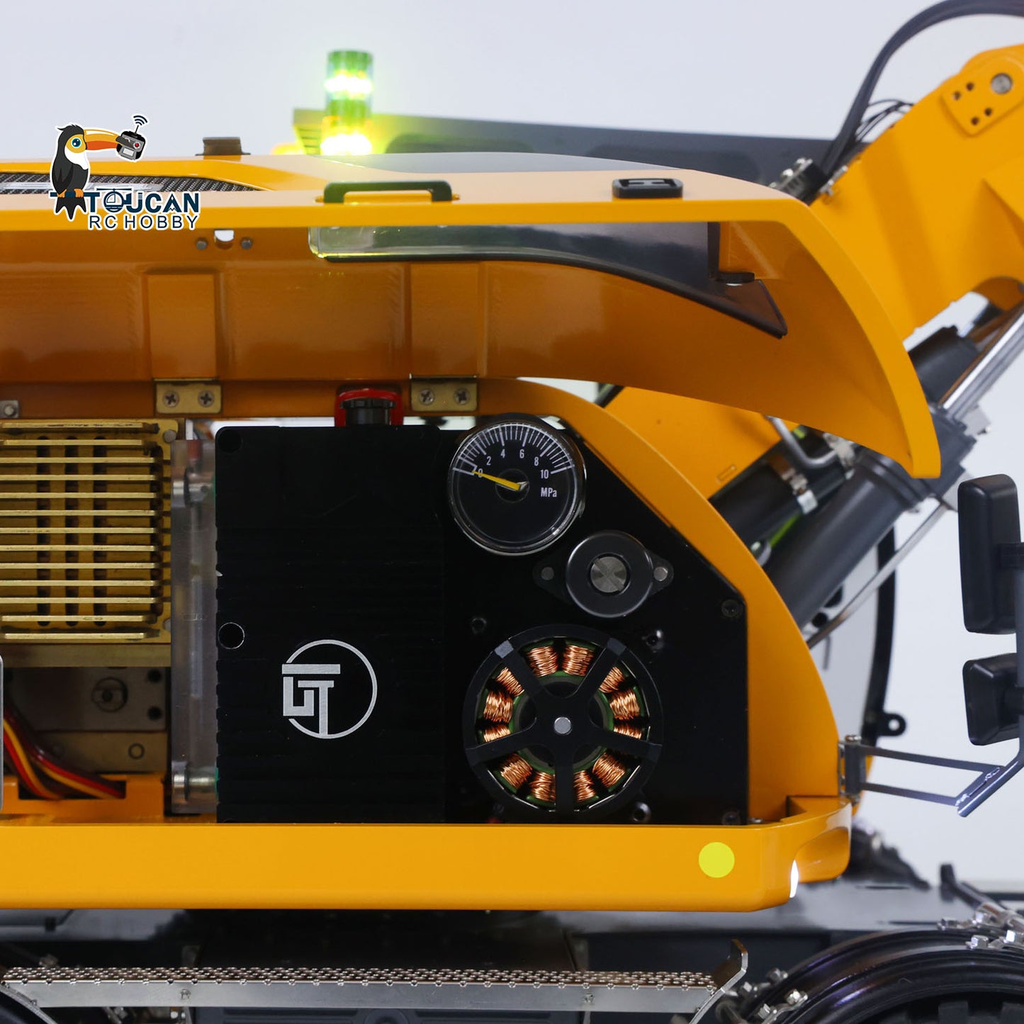 CUT Model 1/14 Remote Control Hydraulic Wheeled Excavator 3Arms LR914 8CH Valve Metal RC Digger Flysky PL18EV Lite Radio RTR