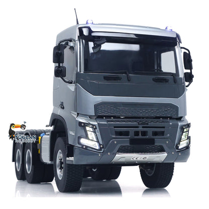 Double E 1/14 6X4 Remote Control Tractor Truck FMX RC Model Vehicle 2Speed Metal Gearbox Chassis Rail Openable Door HotRC Radio