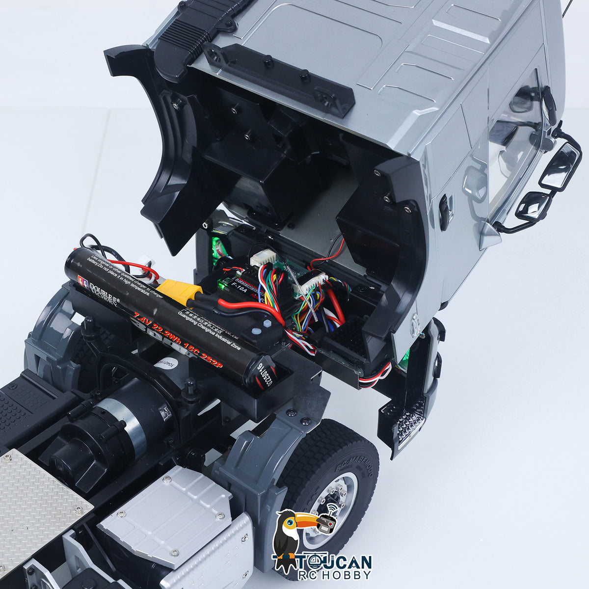 Double E 1/14 6X4 Remote Control Tractor Truck FMX RC Model Vehicle 2Speed Metal Gearbox Chassis Rail Openable Door HotRC Radio