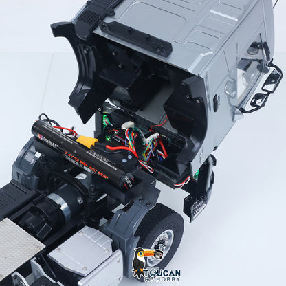 Double E 1/14 6X4 Remote Control Tractor Truck FMX RC Model Vehicle 2Speed Metal Gearbox Chassis Rail Openable Door HotRC Radio