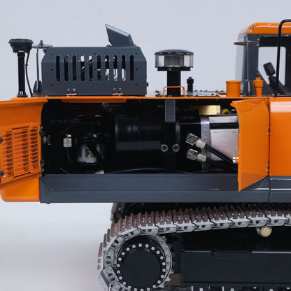 Metal LESU 1/14 Remote Control Digger Aoue DX350LC RC Hydraulic Excavator Model 3CH Valve 4MPA Pump Flysky ST8 PL18EV Lite Battery Lights