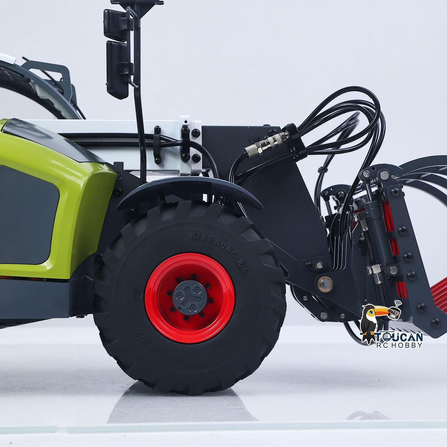 US Stock RTR JDM-128 1/14 Metal Remote Control Hydraulic Telescopic Forklift Painted Model Axle Locks Quick Coupler No Light Sound System