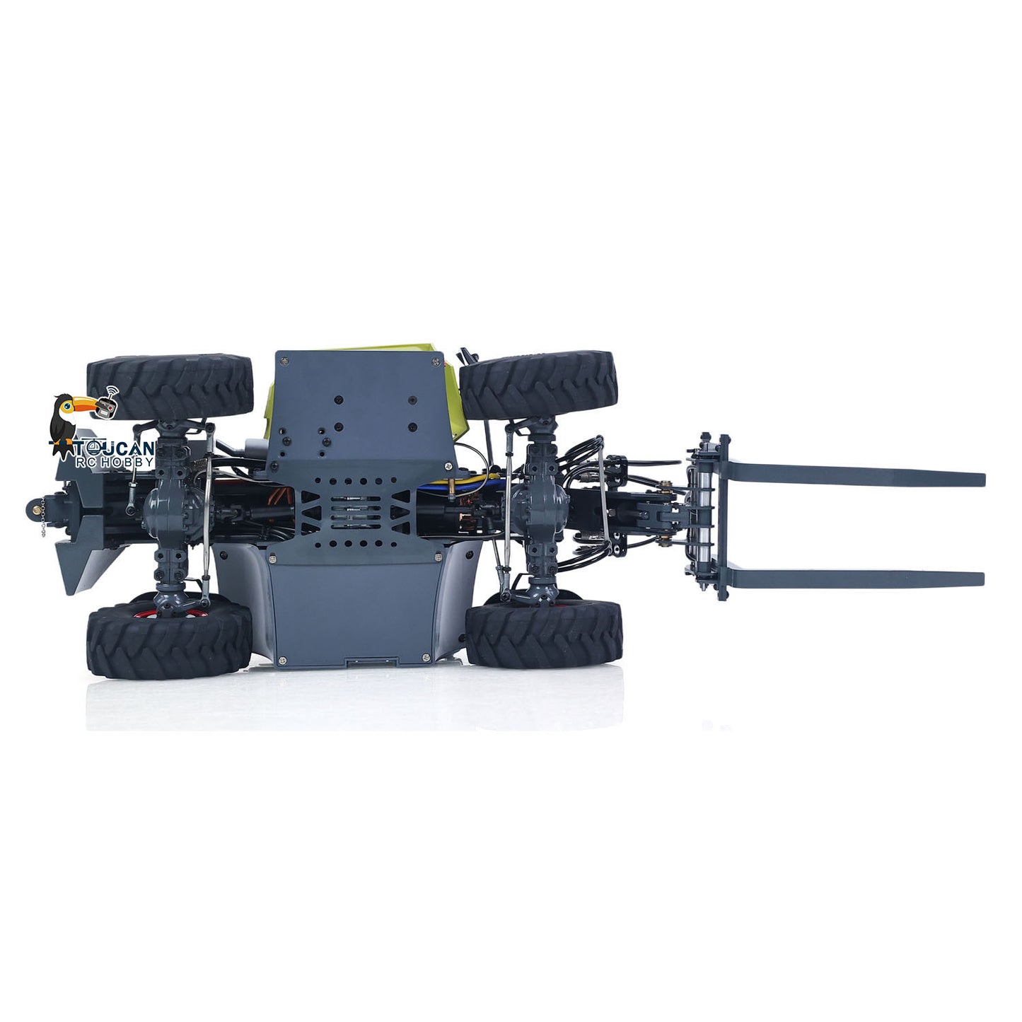 US Stock RTR JDM-128 1/14 Metal Remote Control Hydraulic Telescopic Forklift Painted Model Axle Locks Quick Coupler No Light Sound System