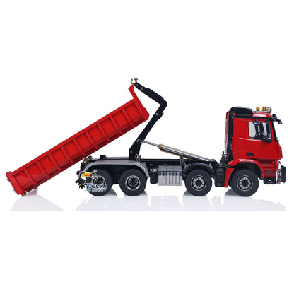 8X8 1/14 Remote Control Hydraulic Roll On Off Dumper 5 Valves RC Full Tipper 3Speed Transmission Light System Sound No Battery
