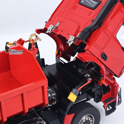 8X8 1/14 Remote Control Hydraulic Roll On Off Dumper 5 Valves RC Full Tipper 3Speed Transmission Light System Sound No Battery
