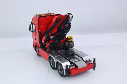 1/14 Remote Control Tractor Truck 7-way Valves Hydraulic Crane 6x6 RC Lorry Car 3Speed Gearbox Axle Locks Light Sound System