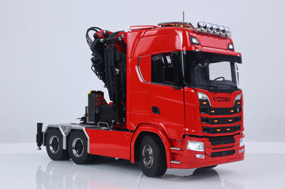1/14 Remote Control Tractor Truck 7-way Valves Hydraulic Crane 6x6 RC Lorry Car 3Speed Gearbox Axle Locks Light Sound System