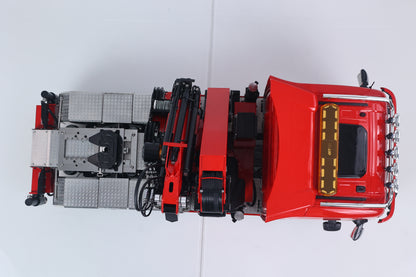 1/14 Remote Control Tractor Truck 7-way Valves Hydraulic Crane 6x6 RC Lorry Car 3Speed Gearbox Axle Locks Light Sound System