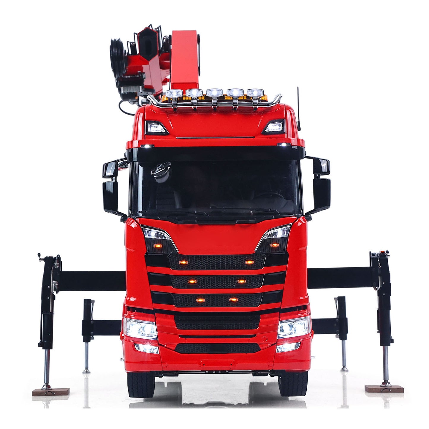1/14 Remote Control Tractor Truck 7-way Valves Hydraulic Crane 6x6 RC Lorry Car 3Speed Gearbox Axle Locks Light Sound System