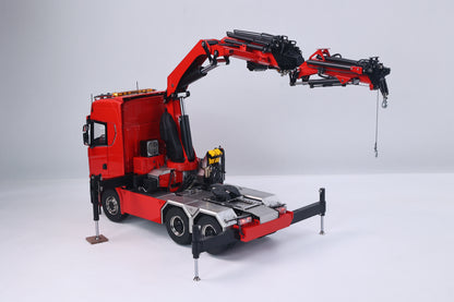 1/14 Remote Control Tractor Truck 7-way Valves Hydraulic Crane 6x6 RC Lorry Car 3Speed Gearbox Axle Locks Light Sound System