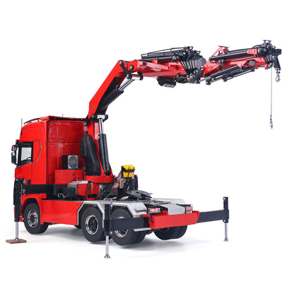 1/14 Remote Control Tractor Truck 7-way Valves Hydraulic Crane 6x6 RC Lorry Car 3Speed Gearbox Axle Locks Light Sound System