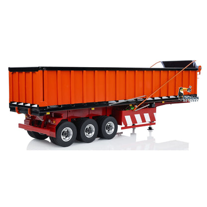 1/14 Metal 3 Axles Hydraulic Dump Trailers with Electric Tarpaulin for RC Tractor Trucks Remote Control Excavator Model