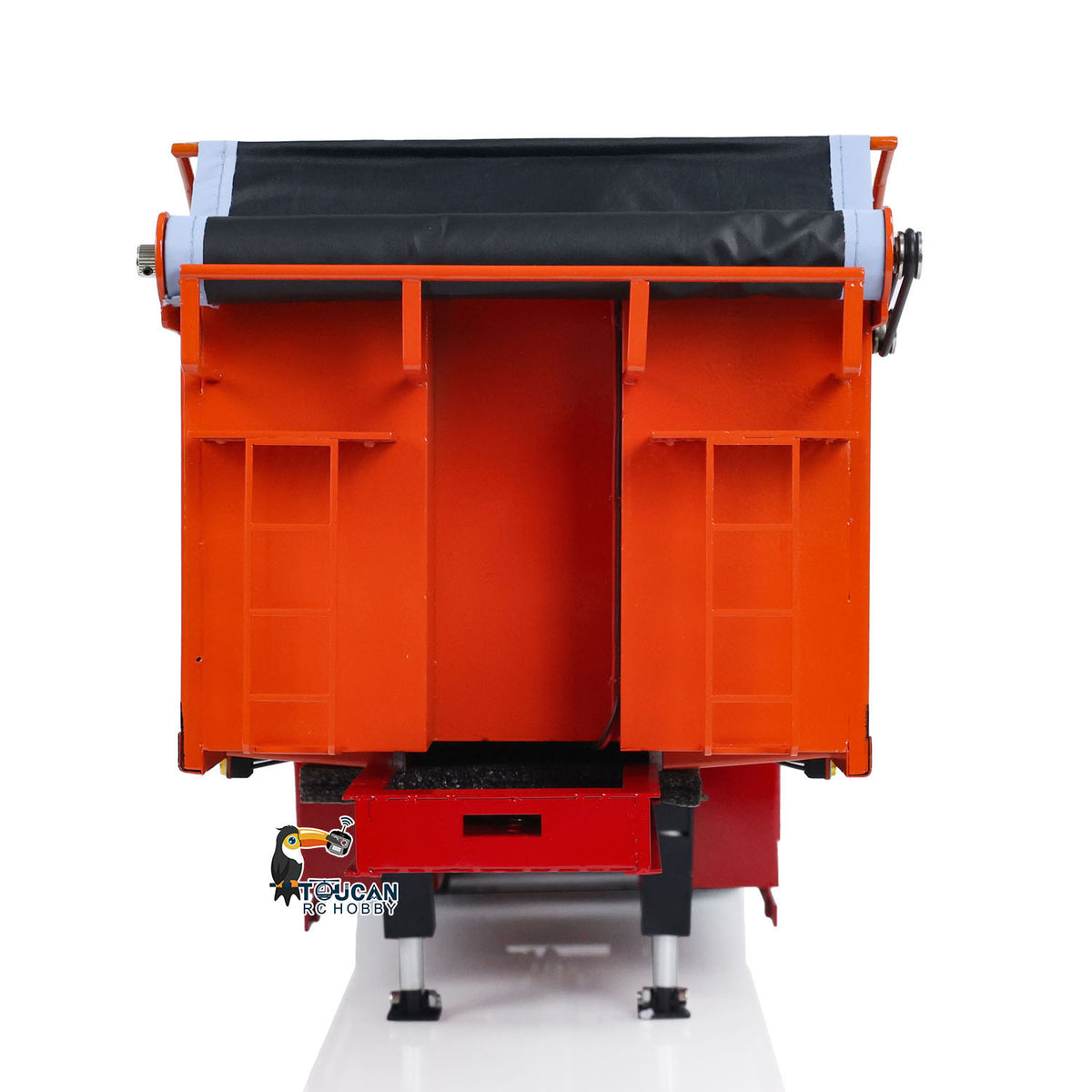 US Stock 1/14 Metal 3 Axles Hydraulic Dump Trailers with Electric Tarpaulin for RC Tractor Trucks Remote Control Excavator Model