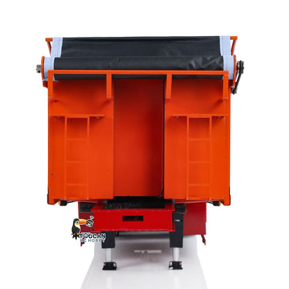 US Stock 1/14 Metal 3 Axles Hydraulic Dump Trailers with Electric Tarpaulin for RC Tractor Trucks Remote Control Excavator Model