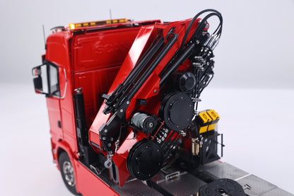 1/14 Remote Control Tractor Truck 7-way Valves Hydraulic Crane 6x6 RC Lorry Car 3Speed Gearbox Axle Locks Light Sound System