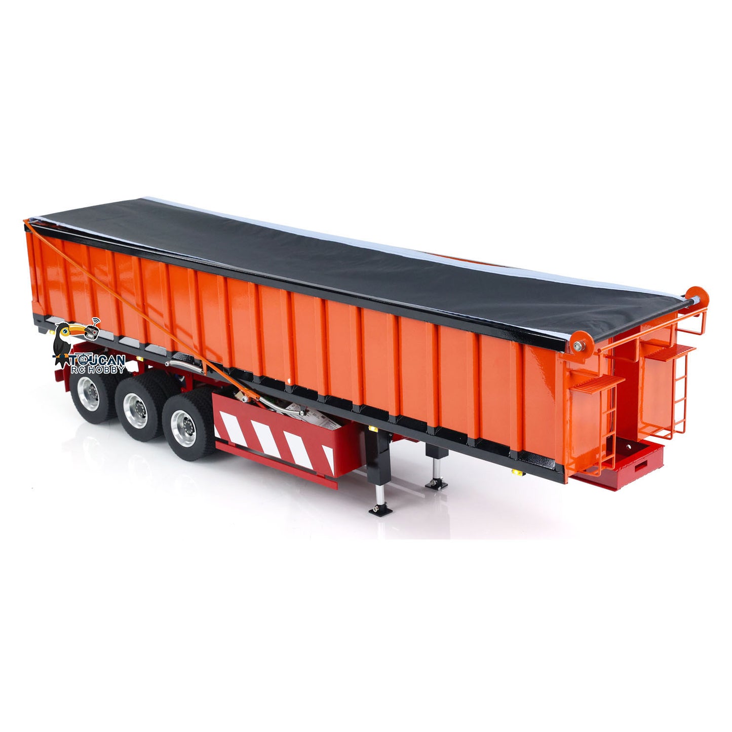 1/14 Metal 3 Axles Hydraulic Dump Trailers with Electric Tarpaulin for RC Tractor Trucks Remote Control Excavator Model