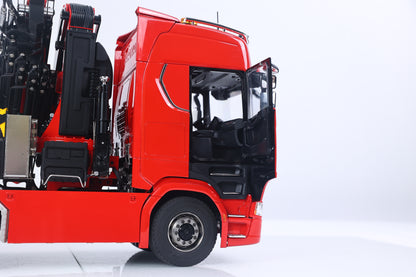 1/14 Remote Control Tractor Truck 7-way Valves Hydraulic Crane 6x6 RC Lorry Car 3Speed Gearbox Axle Locks Light Sound System