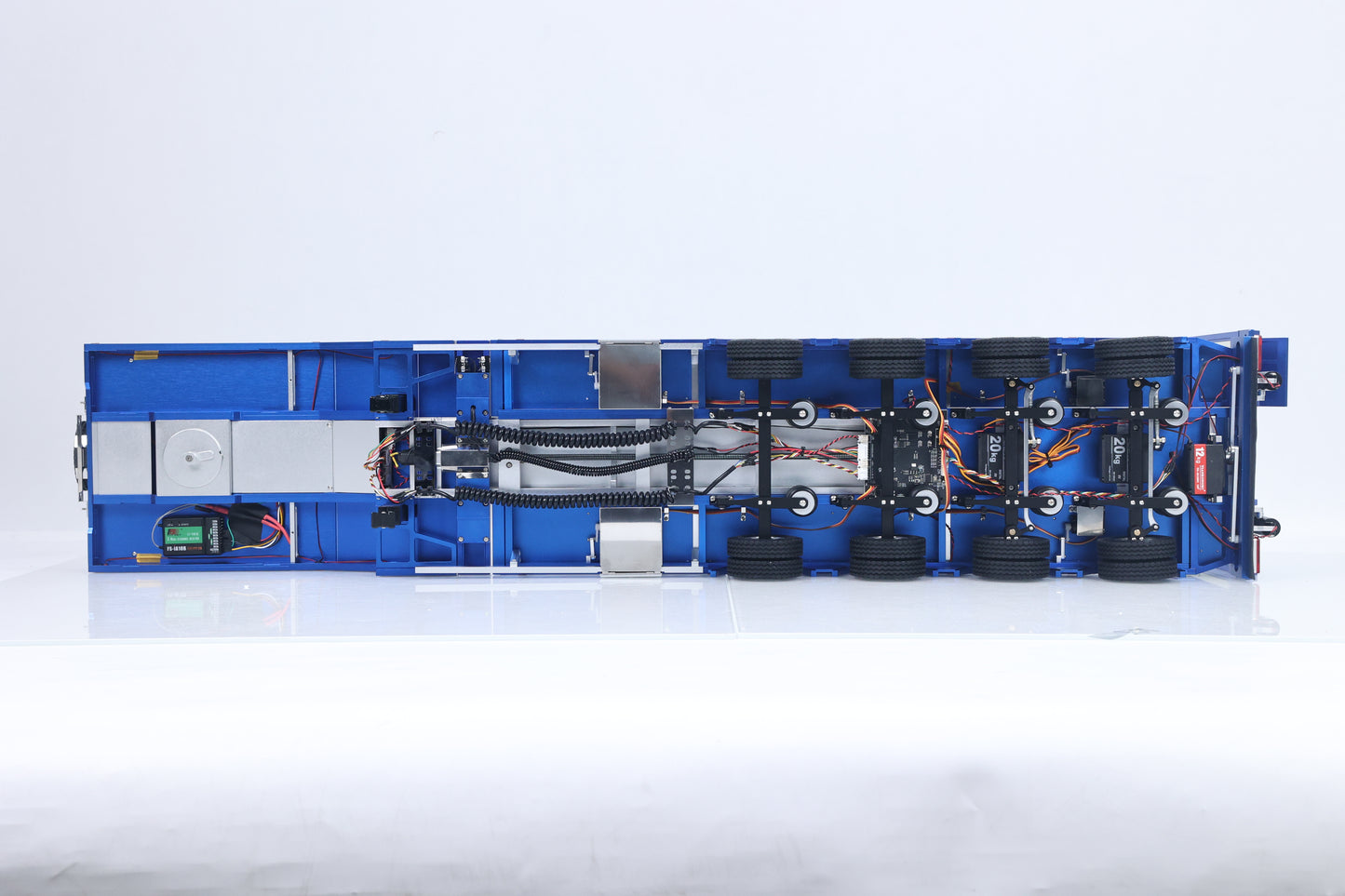 Degree Metal 4Axle Steering Trailer 997 V2 Electric Support Leg Tailboard For 1/14 TAMIYA Remote Control Tractor Truck 56379 DIY Model