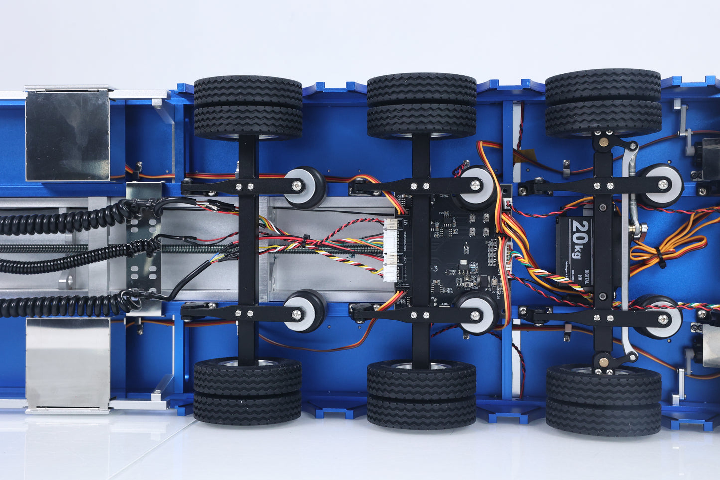 Degree Metal 4Axle Steering Trailer 997 V2 Electric Support Leg Tailboard For 1/14 TAMIYA Remote Control Tractor Truck 56379 DIY Model