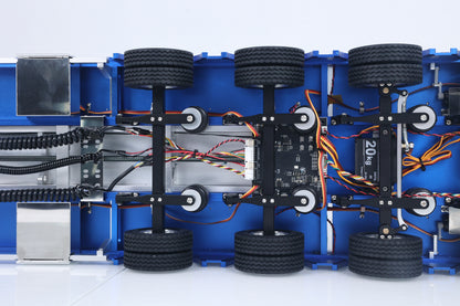 Degree Metal 4Axle Steering Trailer 997 V2 Electric Support Leg Tailboard For 1/14 TAMIYA Remote Control Tractor Truck 56379 DIY Model