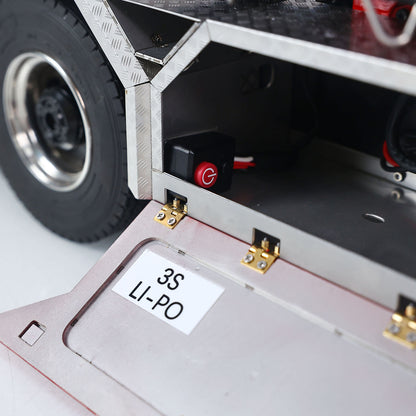 1/14 Remote Control Tractor Truck 7-way Valves Hydraulic Crane 6x6 RC Lorry Car 3Speed Gearbox Axle Locks Light Sound System