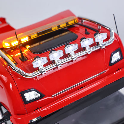 1/14 Remote Control Tractor Truck 7-way Valves Hydraulic Crane 6x6 RC Lorry Car 3Speed Gearbox Axle Locks Light Sound System