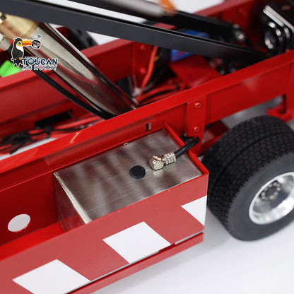 1/14 Metal 3 Axles Hydraulic Dump Trailers with Electric Tarpaulin for RC Tractor Trucks Remote Control Excavator Model