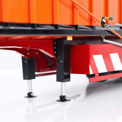 US Stock 1/14 Metal 3 Axles Hydraulic Dump Trailers with Electric Tarpaulin for RC Tractor Trucks Remote Control Excavator Model