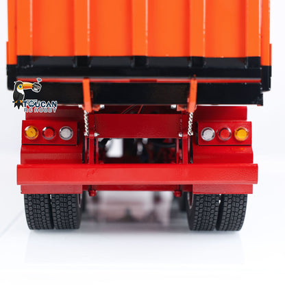 US Stock 1/14 Metal 3 Axles Hydraulic Dump Trailers with Electric Tarpaulin for RC Tractor Trucks Remote Control Excavator Model