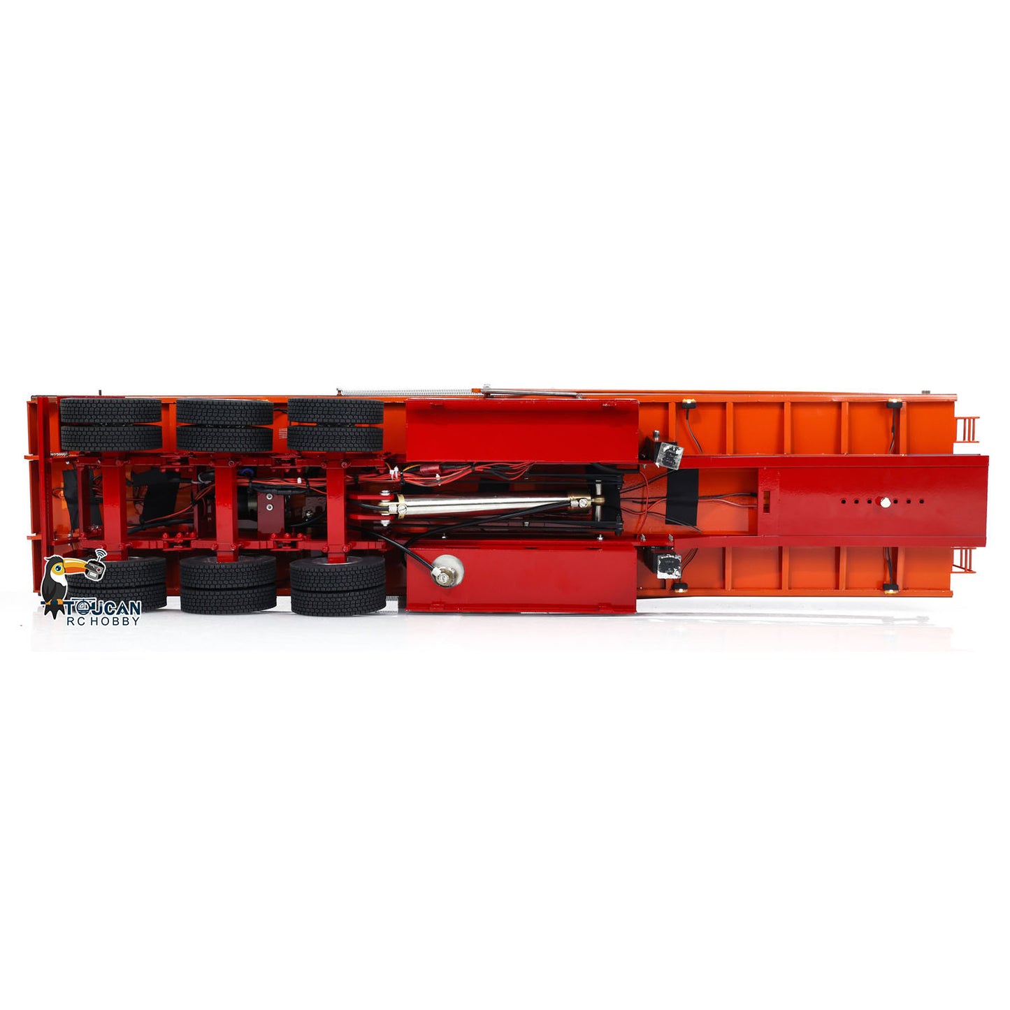 1/14 Metal 3 Axles Hydraulic Dump Trailers with Electric Tarpaulin for RC Tractor Trucks Remote Control Excavator Model