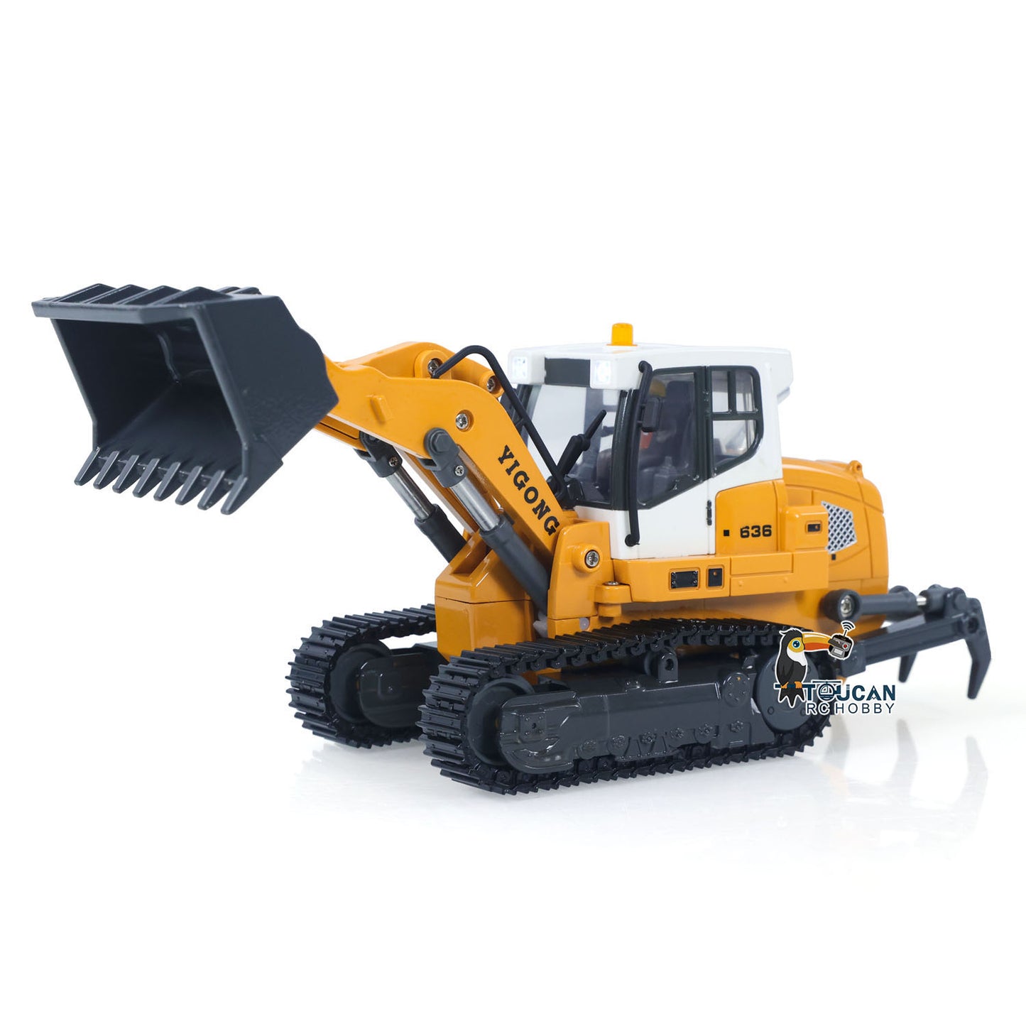 LR636 1/50 RC Tracked Loader Electric Lifting Radio Control Model Vehicle Metal Openable Bucket Tracks Ripper Soil Loosening Hook