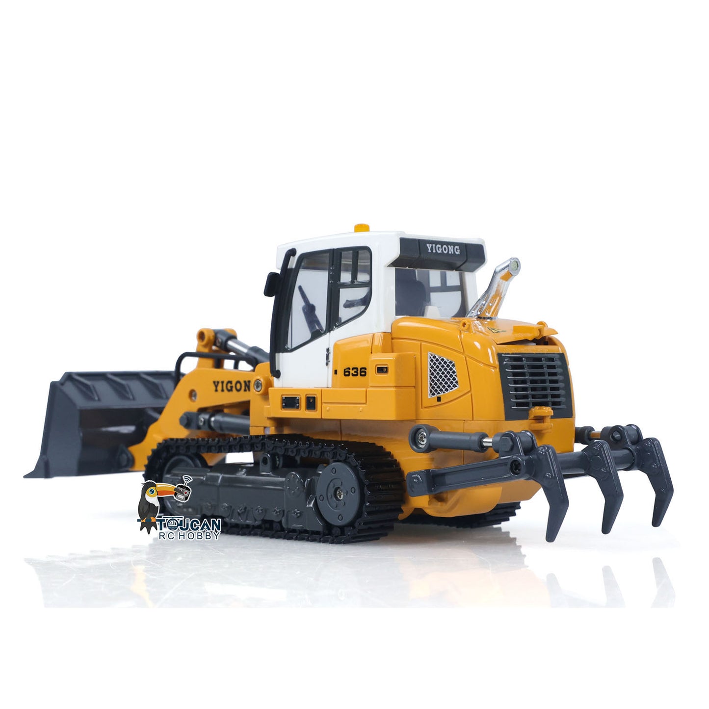 LR636 1/50 RC Tracked Loader Electric Lifting Radio Control Model Vehicle Metal Openable Bucket Tracks Ripper Soil Loosening Hook