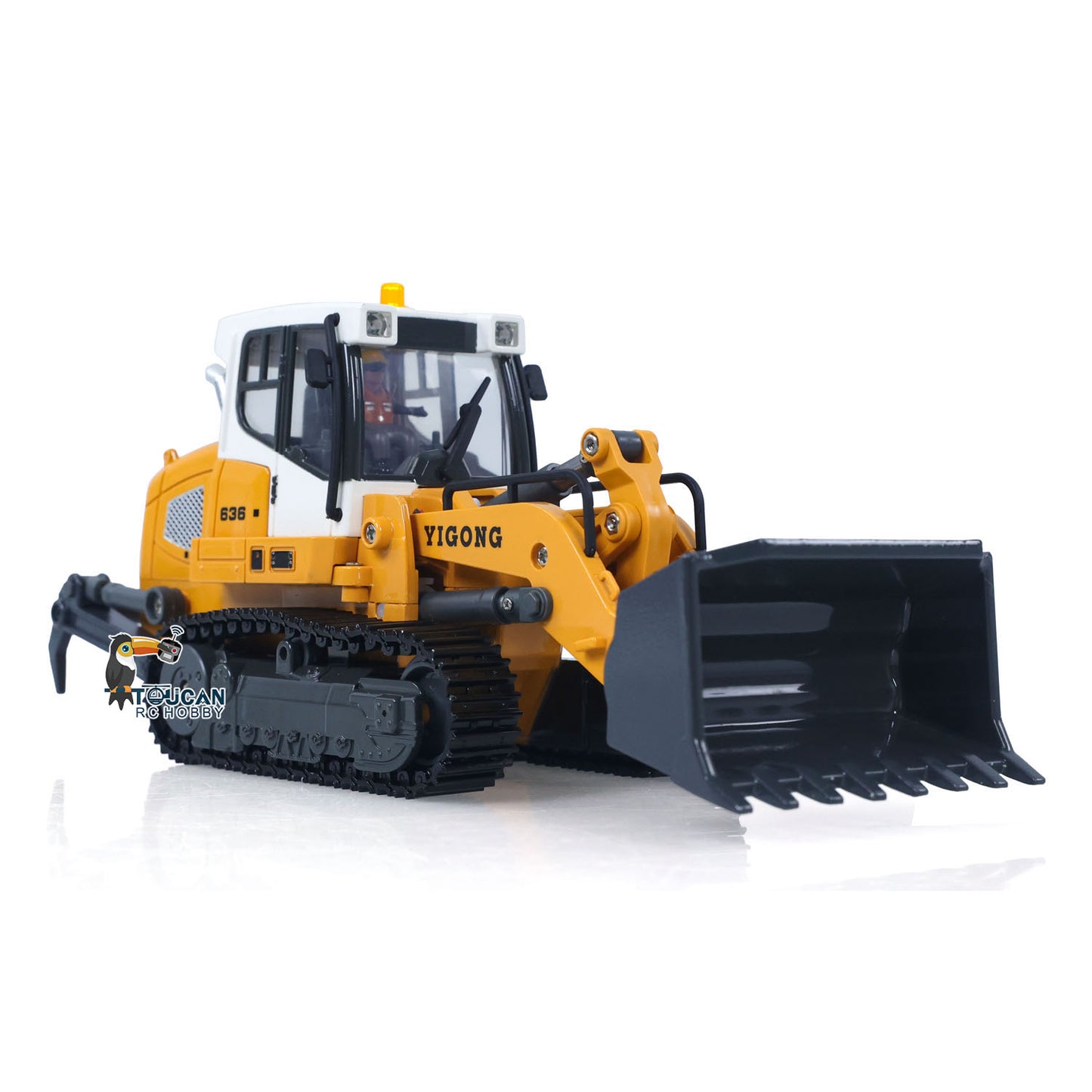 LR636 1/50 RC Tracked Loader Electric Lifting Radio Control Model Vehicle Metal Openable Bucket Tracks Ripper Soil Loosening Hook