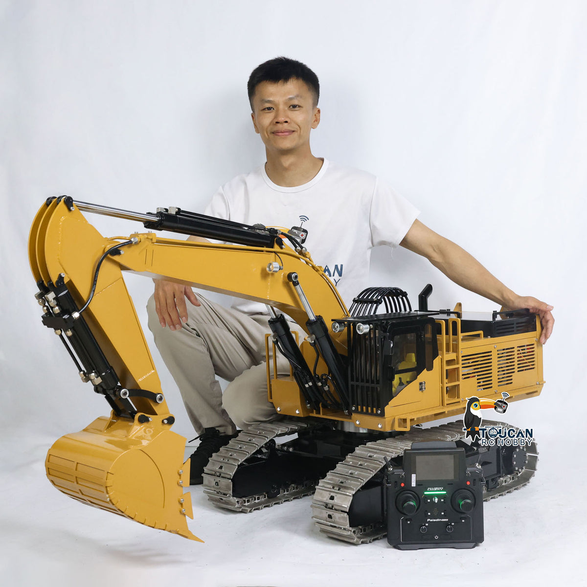 TOUCAN RC HOBBY 1/8 385CF Metal Hydraulic RC Excavator RTR 150KG Heavy Duty Remote Control Diggers Ready to Run Upgraded Version Models