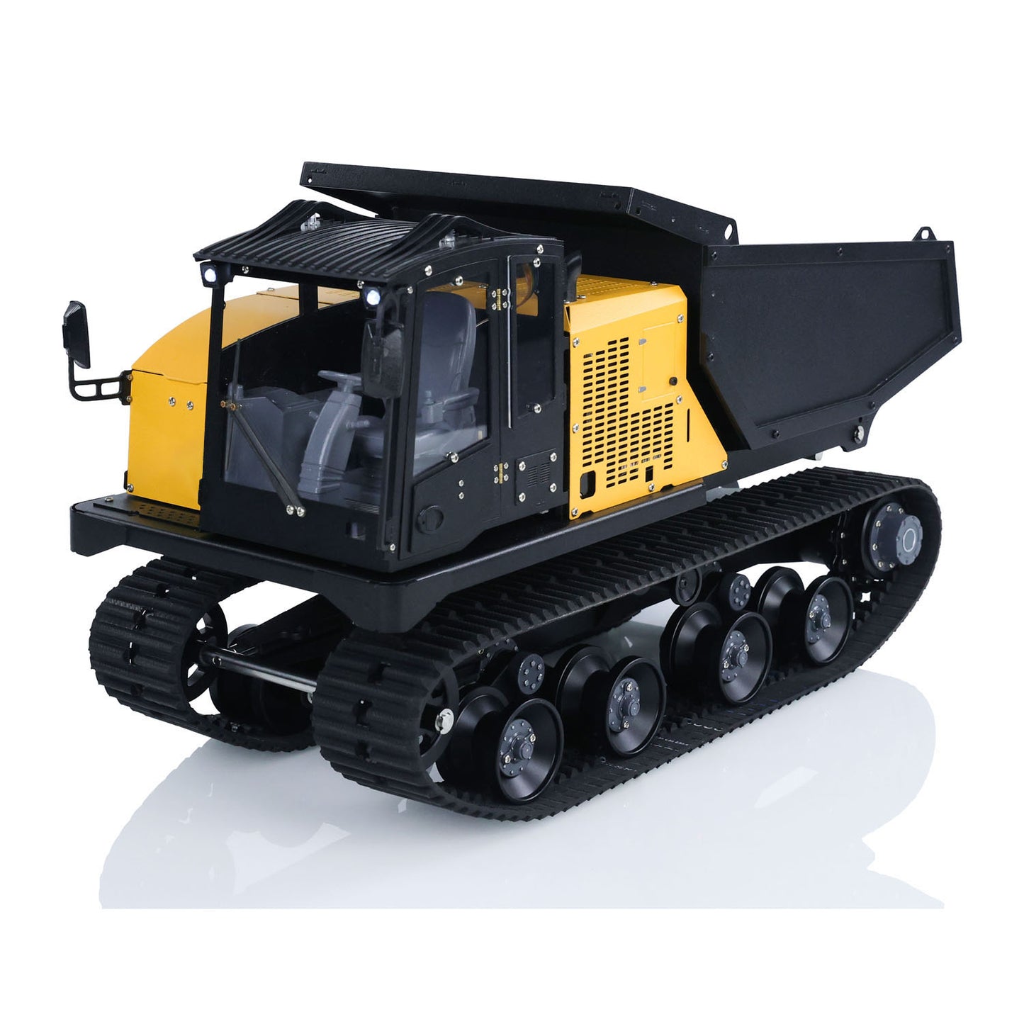 Fast Shipping 1/14 RC Hydraulic Crawler Dump Truck T14R Metal Tracked Tipper RTR Construction Machine Flysky ST8 Radio Light Sound Battery