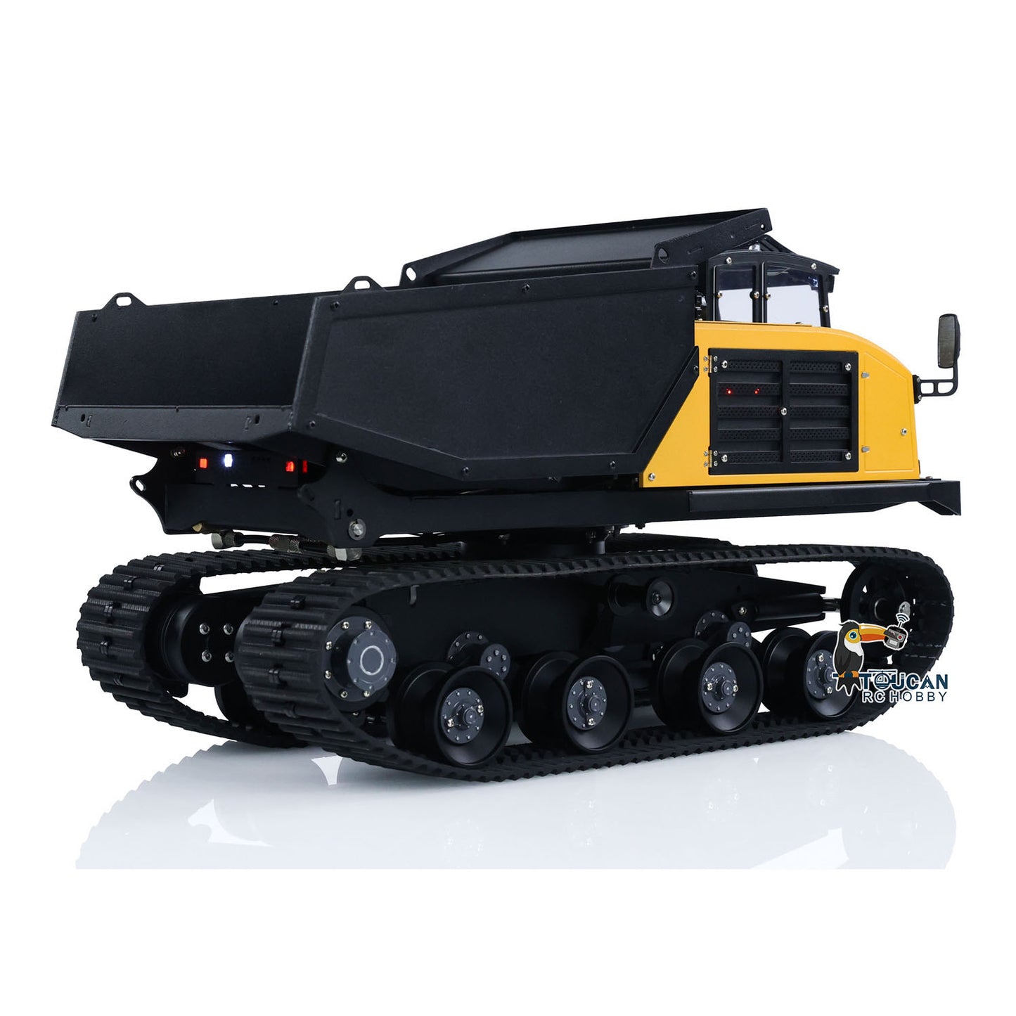 1/14 RC Hydraulic Crawler Dump Truck T14R Metal Tracked Tipper RTR Construction Machine Flysky ST8 Radio Light Sound Battery