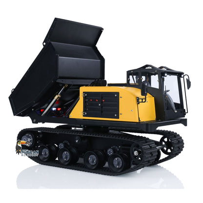 US STOCK 1/14 RC Hydraulic Crawler Dump Truck T14R Metal Tracked Tipper RTR Construction Machine Flysky ST8 Radio Light Sound Battery