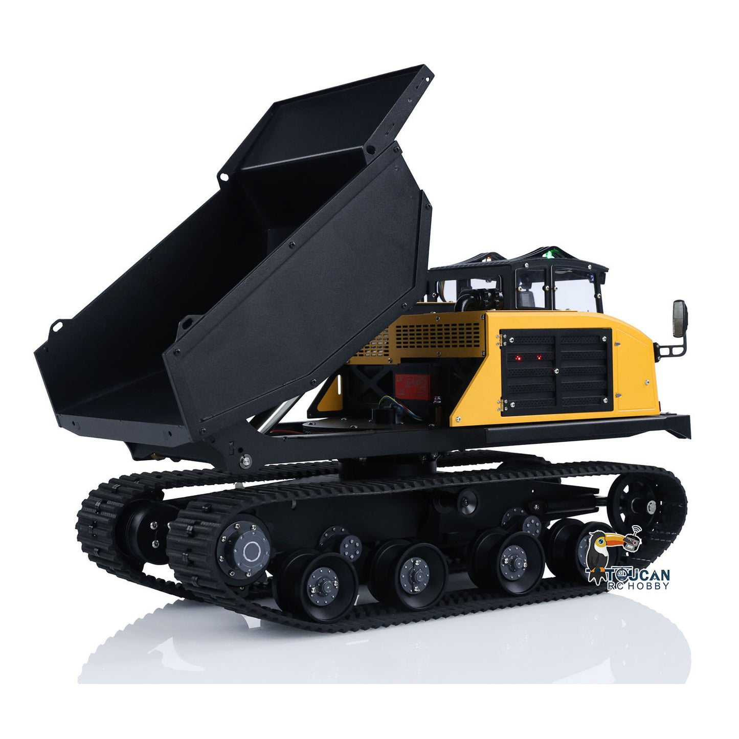 US STOCK 1/14 RC Hydraulic Crawler Dump Truck T14R Metal Tracked Tipper RTR Construction Machine Flysky ST8 Radio Light Sound Battery