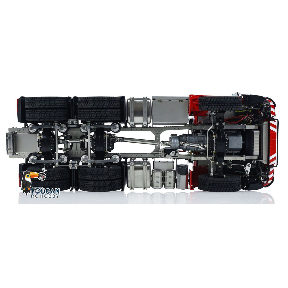 ScaleC 6x6 Metal Chassis with Type A Suspension 3Speed Gearbox FlySky ST8 Radio System Light Sound for 1/14 RC Tractor Truck
