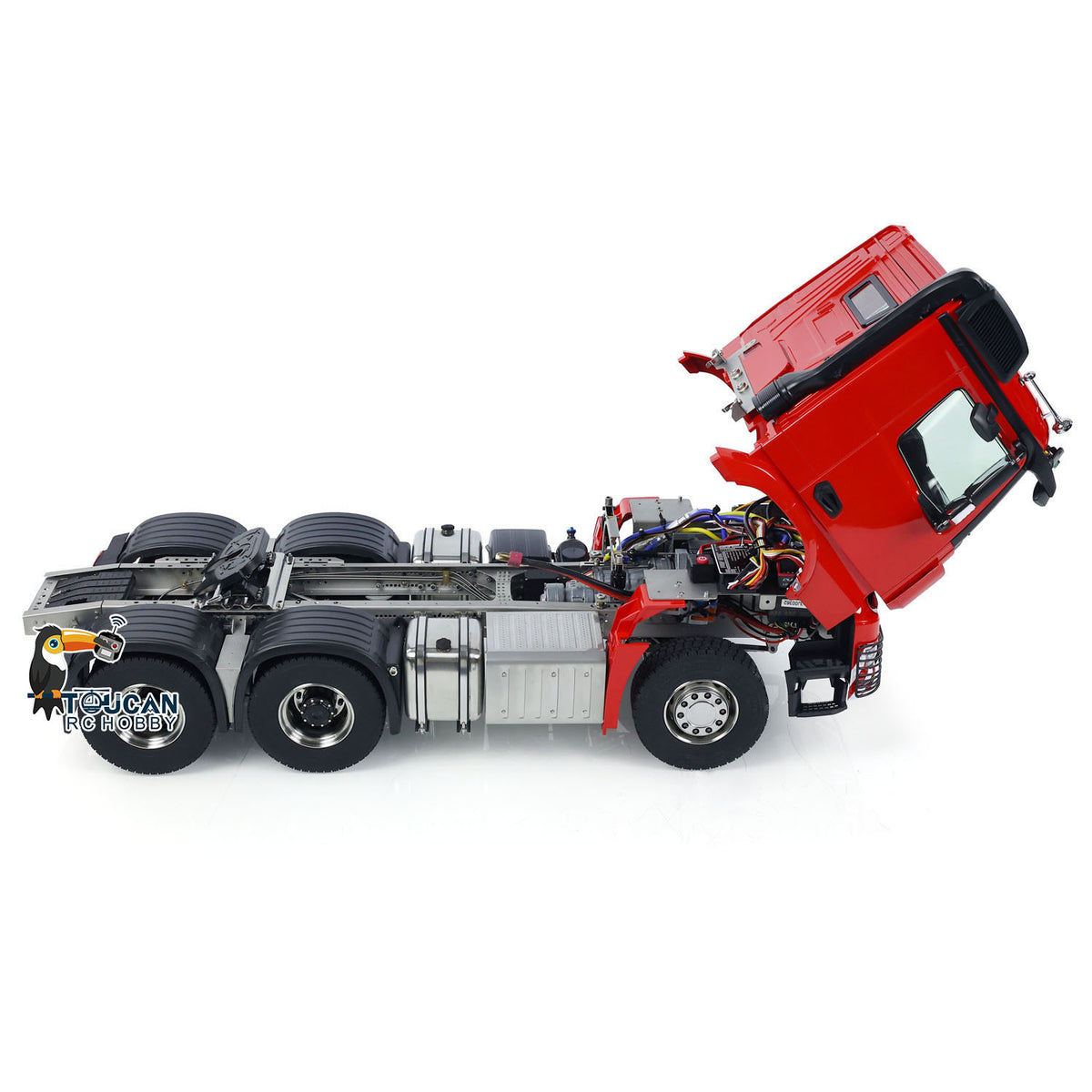 ScaleC 6x6 Metal Chassis with Type A Suspension 3Speed Gearbox FlySky ST8 Radio System Light Sound for 1/14 RC Tractor Truck