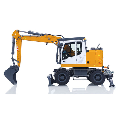 CUT Model 1/14 Remote Control Hydraulic Wheeled Excavator 3Arms LR914 8CH Valve Metal RC Digger Flysky PL18EV Lite Radio RTR