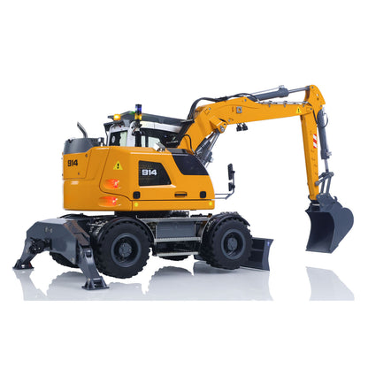 Fast Shipping 1/14 RC Hydraulic Wheeled Excavator LR914 8-ways Valve RTR Metal Remote Control 4*4 Digger Model Axle Lock Flysky PL18EV Lite